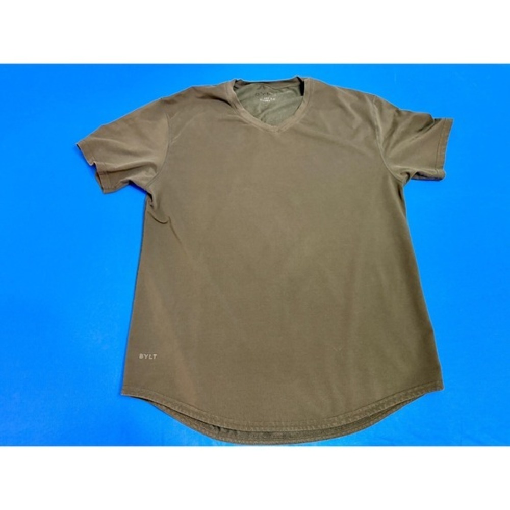 BYLT Drop-Cut Luxe V-Neck Tee‎ Men's Large Olive Green Tri-Blend Athletic Fit